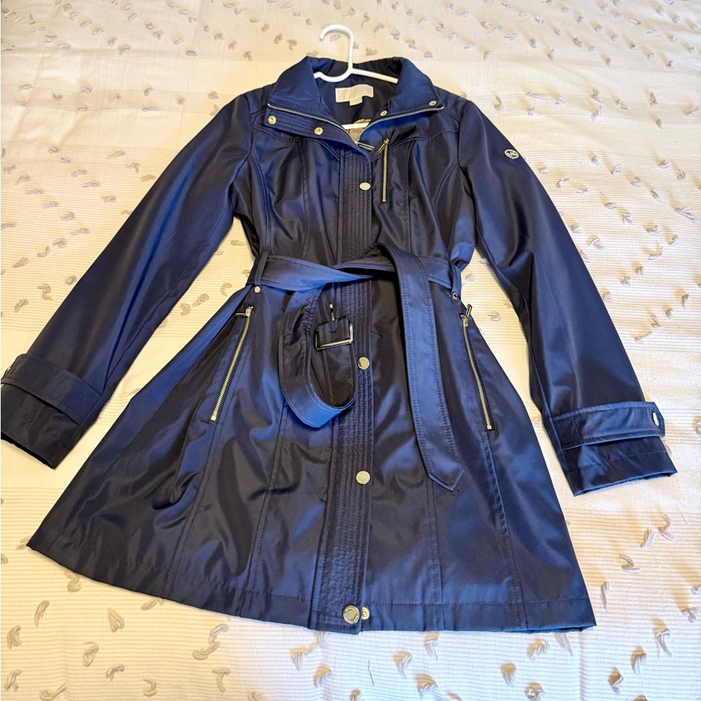 Michael Kors Navy Trench Coat with Belt